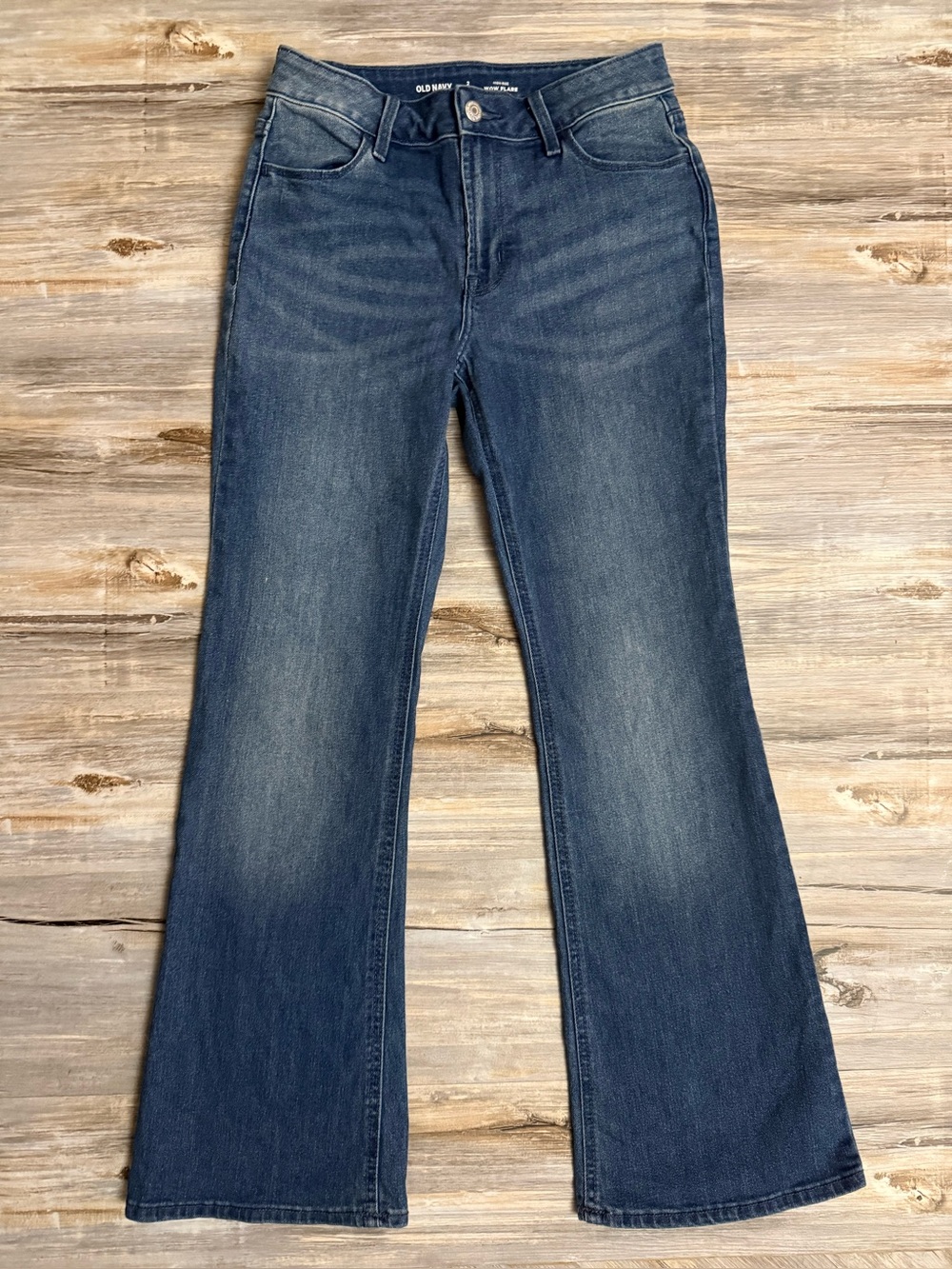 Old Navy Women’s 2P Petite High Rise Wow Flare Jeans Blue Stretch 5-Pocket